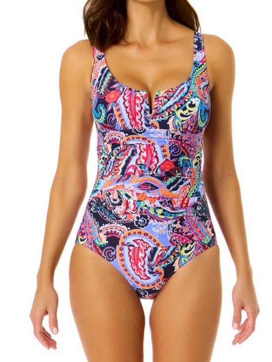 Anne Cole Other - ANNE COLE Womens Plus Size 16 W One-Piece Swimsuit Paisley Parade V-Wire NEW